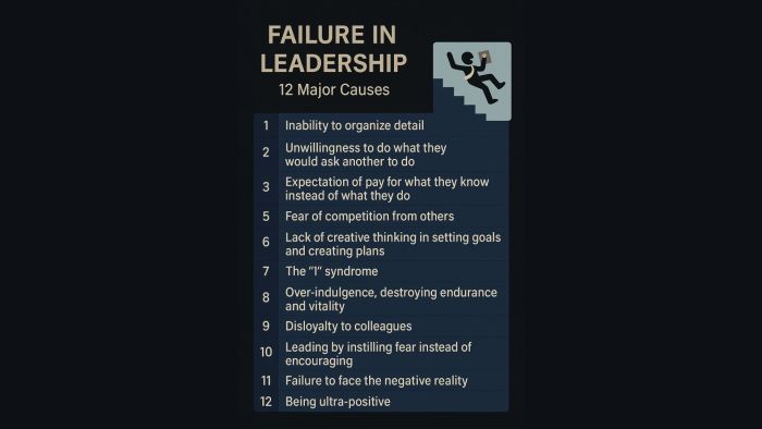 12 Major Causes of Failure in Leadership